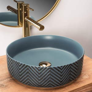 Lavoar Ashley ceramica sanitara albastru - 40 cm - Img 3