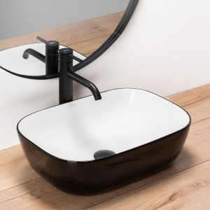 Lavoar Belinda ceramica sanitara negru/alb - 46,5 cm - Img 5