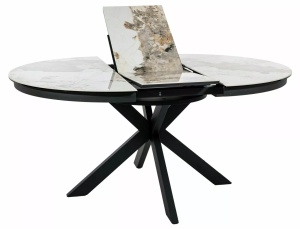 Masa extensibila Porto Ceramic alb lucios/negru mat L120-160xl120 cm