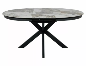 Masa extensibila Porto Ceramic alb lucios/negru mat L120-160xl120 cm - Img 5