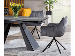 Masa extensibila Salvadore Ceramic gri ANTHRACITE/negru mat L160-240 cm - Img 4