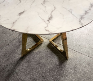Masa Veneto rotunda alb/gold marmura – H76 cm - Img 3