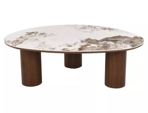 Măsuță de cafea Adelis alb lucios / nuc – L110 x l80 cm - Img 3