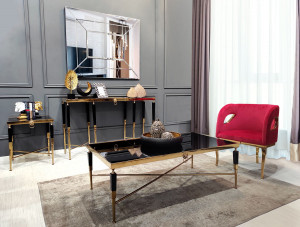 Masuta de cafea patrata Monaco negru/gold – H60 cm - Img 5