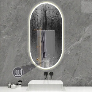 Oglinda LED OVL 50x100cm aurie - Img 5