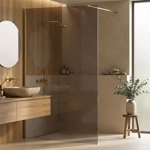 Paravan de dus Rea Flexi Brown / Brush Gold 140 - Img 3