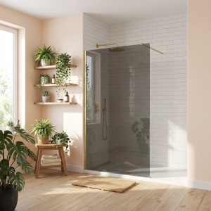 Paravan de dus Rea Flexi Grey / Brush Gold 100 - Img 2