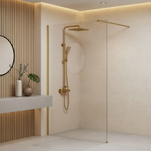 Paravan de dus Rea Flexi Transparent / Brush Gold 110 - Img 2