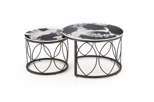 Set 2 mese de cafea Alexandra marmura neagra/negru - Img 4