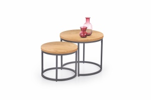 Set 2 mese de cafea Oreo stejar auriu/negru – d43-53xh35-45 cm - Img 2