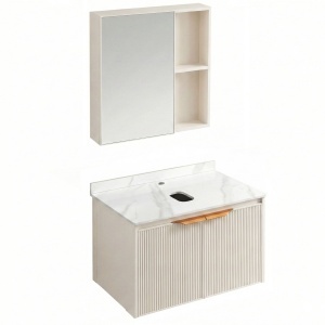 Set de mobilier de baie cu blat Marti 60cm Beige - Img 2