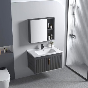 Set mobilier de baie cu lavoar Astor 60cm Grey - Img 2