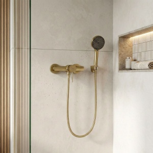Baterie de duș REA Lungo Stripe BRUSH GOLD - Img 3
