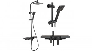 Baterie pentru dus Bravo negru mat - H 105 cm