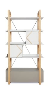 Biblioteca Pinette alb/gri/pin H190,3 cm - Img 1