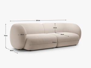 Canapea Kate 4 locuri boucle Baloo L243 cm - Img 5
