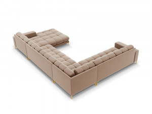 Coltar 7 locuri Bali U velvet/picioare gold – L327 x l256 x h75 - Img 3
