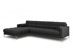 Coltar tapitat Bali 5 locuri picioare gold – L293 x l185 x h75 - Img 10