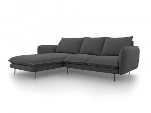 Coltar tapitat Vienna 5 locuri picioare negre – L255 x l170 x h95 - Img 4