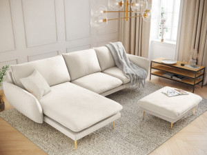 Coltar tapitat Vienna 5 locuri plusat/picioare gold – L255 x l170 x h95 - Img 6