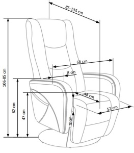 Fotoliu recliner cu functie de masaj Pulsar piele ecologica negru H106 cm - Img 5