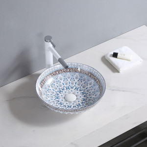Lavoar Arte motive florale ceramica sanitara - 40 cm - Img 2