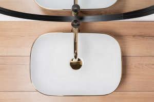 Lavoar Belinda Alb Gold Edge ceramica sanitara - 46,5 cm - Img 2
