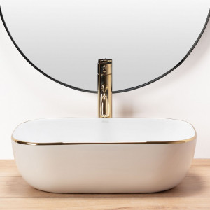 Lavoar Belinda Alb Gold Edge ceramica sanitara - 46,5 cm - Img 6