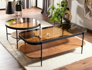 Masa de cafea Prima A chihlimbar transparent/nuc L120 cm - Img 10