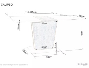 Masa extensibila Calipso alb mat/gri L110x145x68,6 cm IN - Img 6
