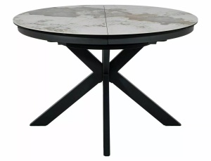 Masa extensibila Porto Ceramic alb lucios/negru mat L120-160xl120 cm - Img 2