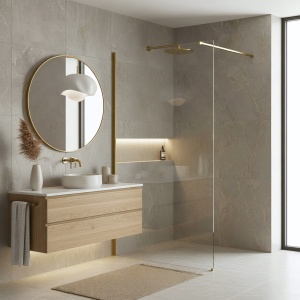 Paravan de dus Rea Flexi Transparent / Brush Gold 130 - Img 3
