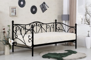 Pat / divan metal Sumatra negru - 90x200 cm - Img 2