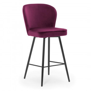 Scaun de bar Aine burgundy picioare negru - H60 cm