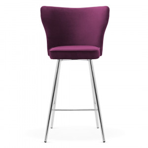 Scaun de bar Modena burgundy picioare silver - H70 cm - Img 1