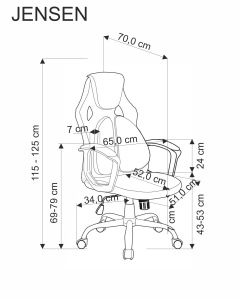 Scaun de birou Jensen negru/gri/rosu H125 cm JENSEN office chair, black / grey / red - Img 4