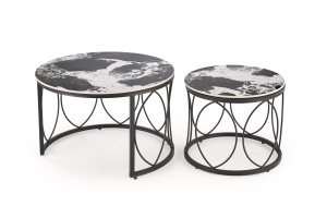 Set 2 mese de cafea Alexandra marmura neagra/negru - Img 5