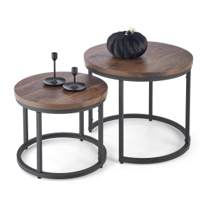 Set 2 mese de cafea Oreo nuc/negru – d43-53 x h35-45 cm - Img 2