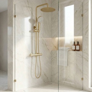 Set de duș fără pipă cu termostat Rea Lungo Gold Brush - Img 3