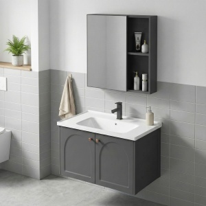 Set mobilier de baie cu lavoar Denver 60cm Grey - Img 3