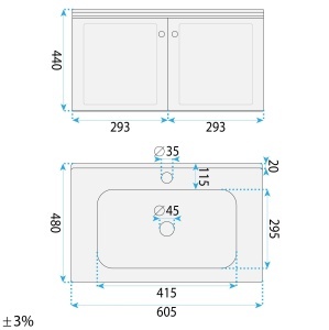 Set mobilier de baie cu lavoar Monti 60cm Grey - Img 7