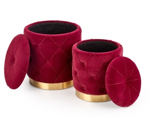 Set tabureti tapitati Polly Rosu Inchis / Gold - Img 14
