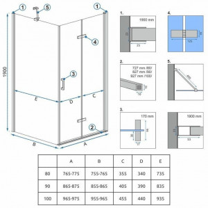 Cabina dus Rea Molier Chrom 90x80 - Img 5