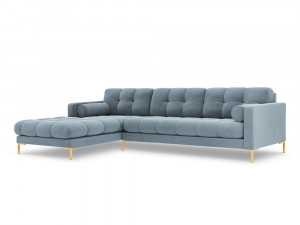 Coltar tapitat Bali 5 locuri velvet/picioare gold – L293 x l185 x h75 - Img 16