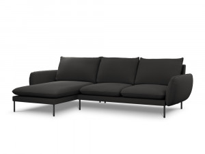 Coltar tapitat Vienna 5 locuri plusat/picioare negre – L255 x l170 x h95 - Img 2
