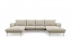 Coltar tapitat Vienna 6 locuri picioare gold – L350 x l170 x h95 - Img 3