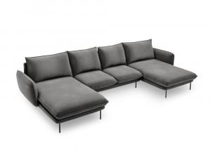 Coltar tapitat Vienna 6 locuri velvet/picioare negru – L350 x l170 x h95 - Img 11