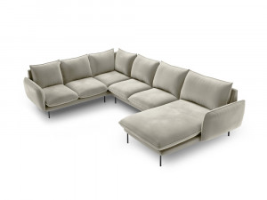 Coltar tapitat Vienna 7 locuri velvet/picioare negre – L330 x l235 x h95 - Img 1