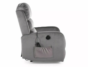 Fotoliu recliner cu functie de masaj Pegaz M velvet gri Blu14 - Img 3