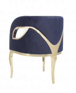 Fotoliu tapitat Morello bleumarin/gold – H78 cm - Img 2